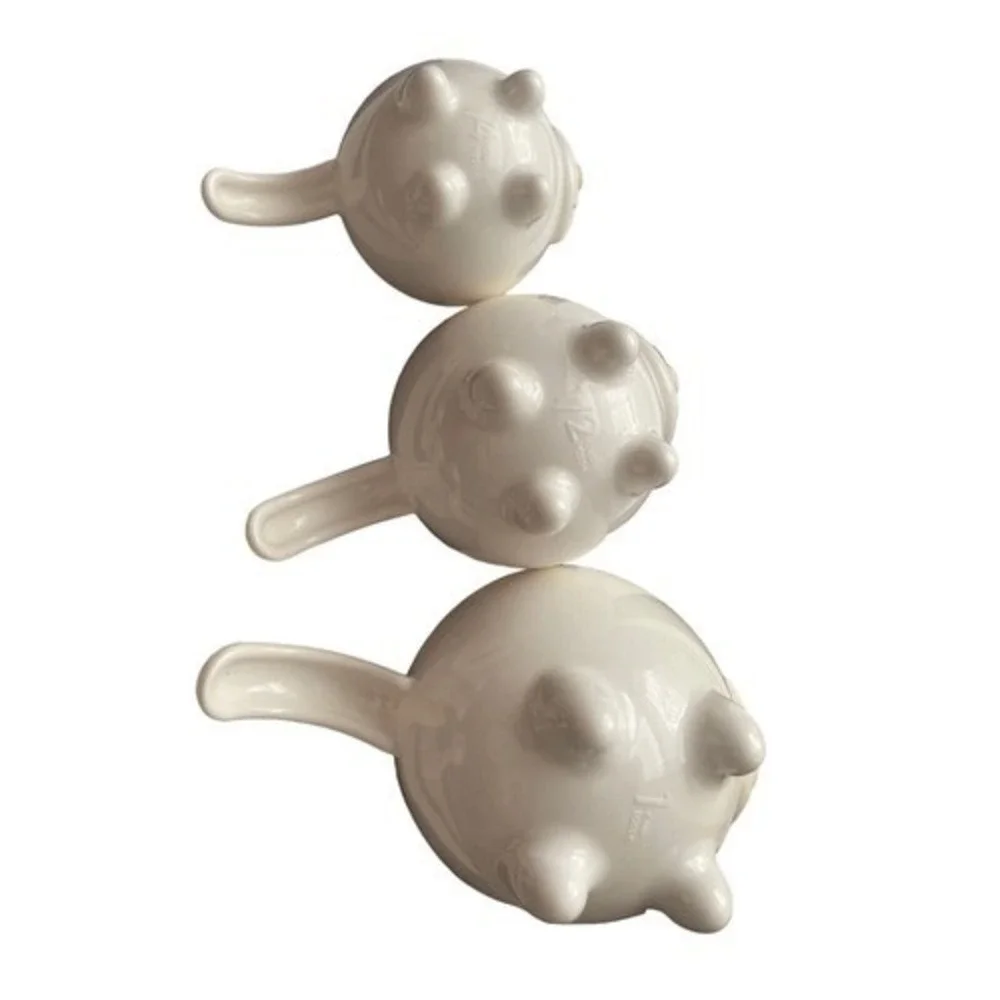 Nesting Kitty Cat Measuring Cups and Spoons Set 6pc White‎ Pink Black Kitchen